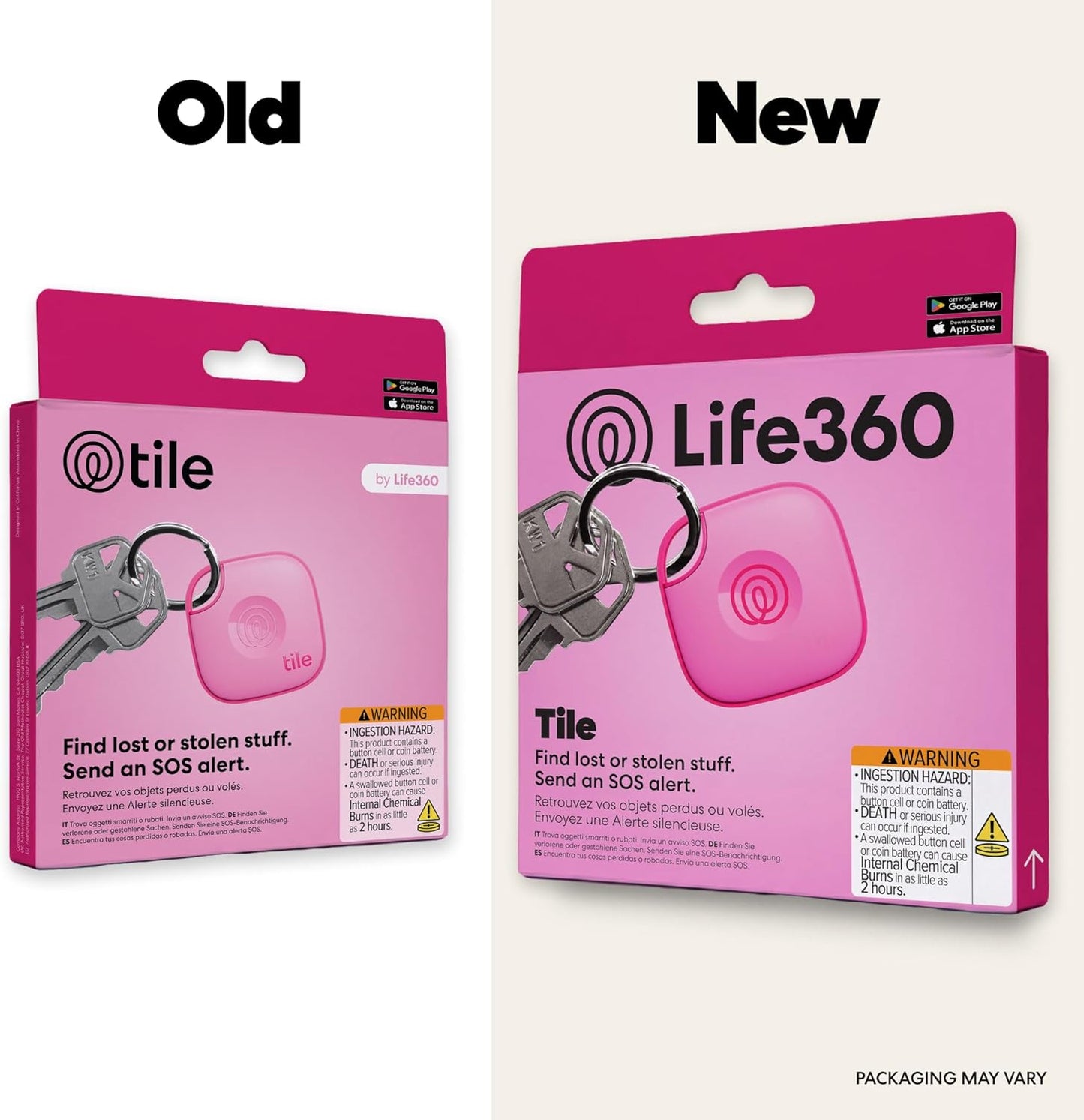 Tile - Bluetooth Tracker, Keys Finder and Item Locator for Keys, Bags and More. Phone Finder. Both Ios and Android Compatible. 1-Pack (Pink Punch)