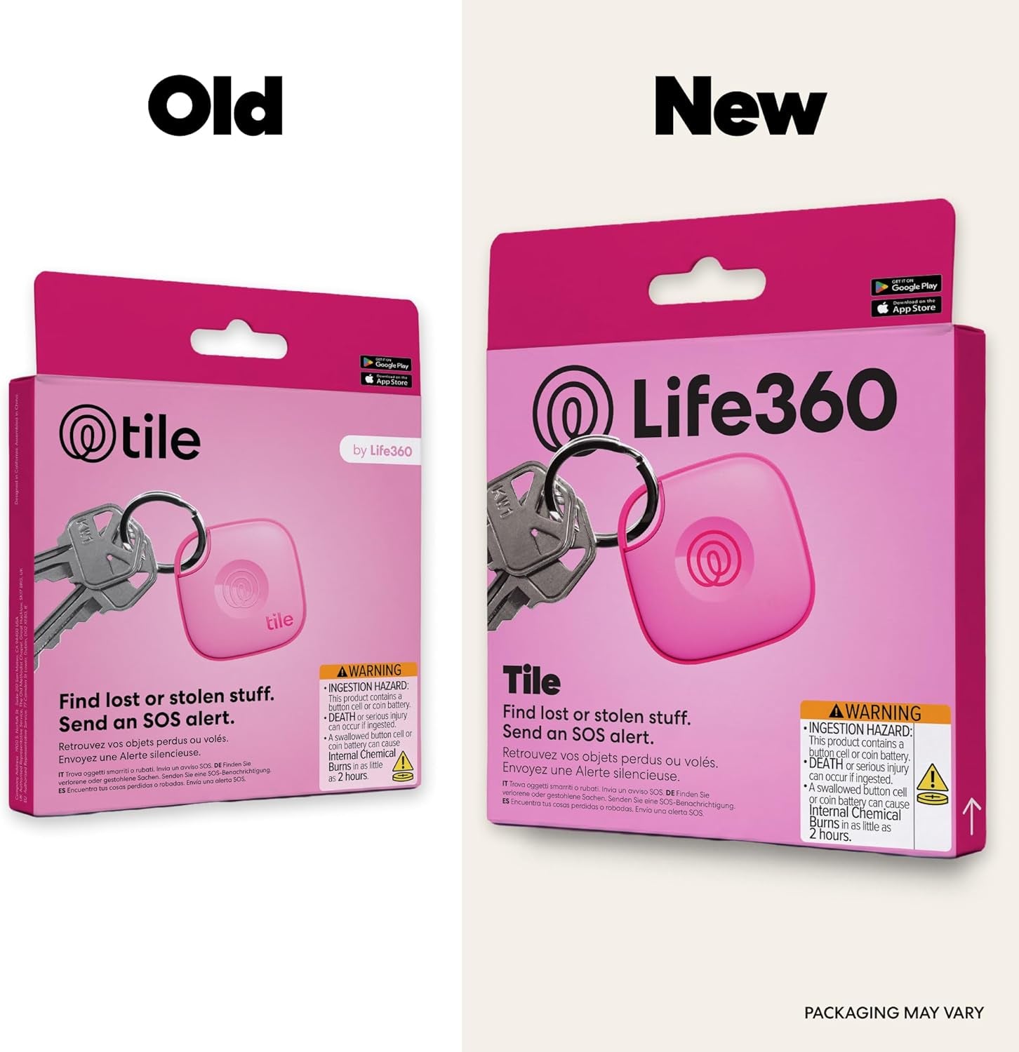 Tile - Bluetooth Tracker, Keys Finder and Item Locator for Keys, Bags and More. Phone Finder. Both Ios and Android Compatible. 1-Pack (Pink Punch)