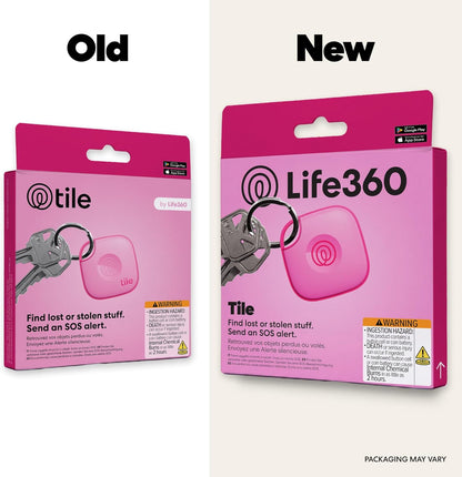 Tile - Bluetooth Tracker, Keys Finder and Item Locator for Keys, Bags and More. Phone Finder. Both Ios and Android Compatible. 1-Pack (Pink Punch)