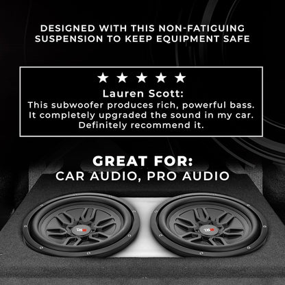 SLC-MD12 Subwoofer in Black - 12-Inch Speaker, 500W Max Power, 250W RMS Power, ACCAW 4 Layer Voice Coil, Black Steel Frame, SVC, 4 Ohm Impedance, Ferrite Magnet (1 Speaker)